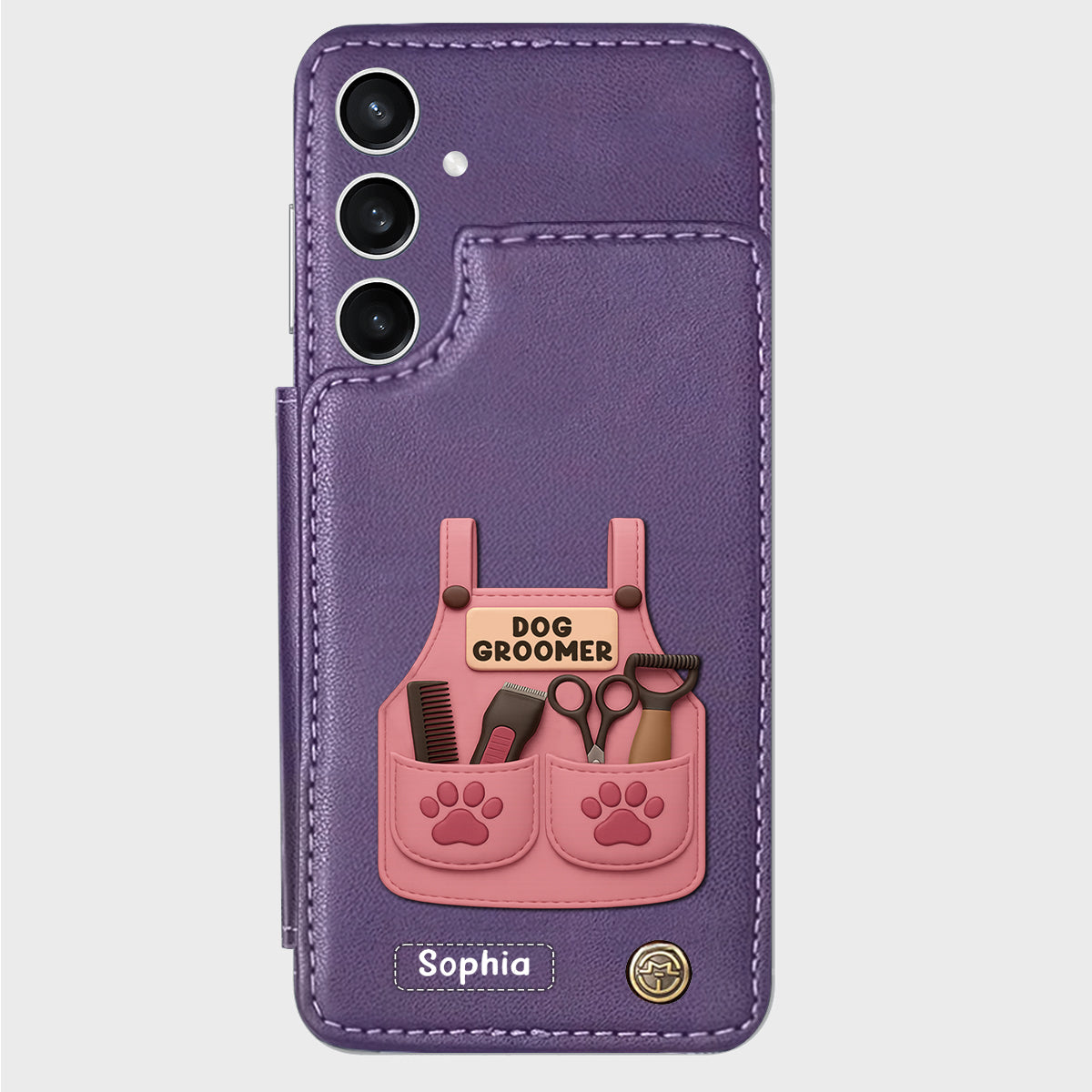 Dog Groomer Gift With Grooming Tools And Paw Prints - Personalized Dog Groomer Wallet Phone Case
