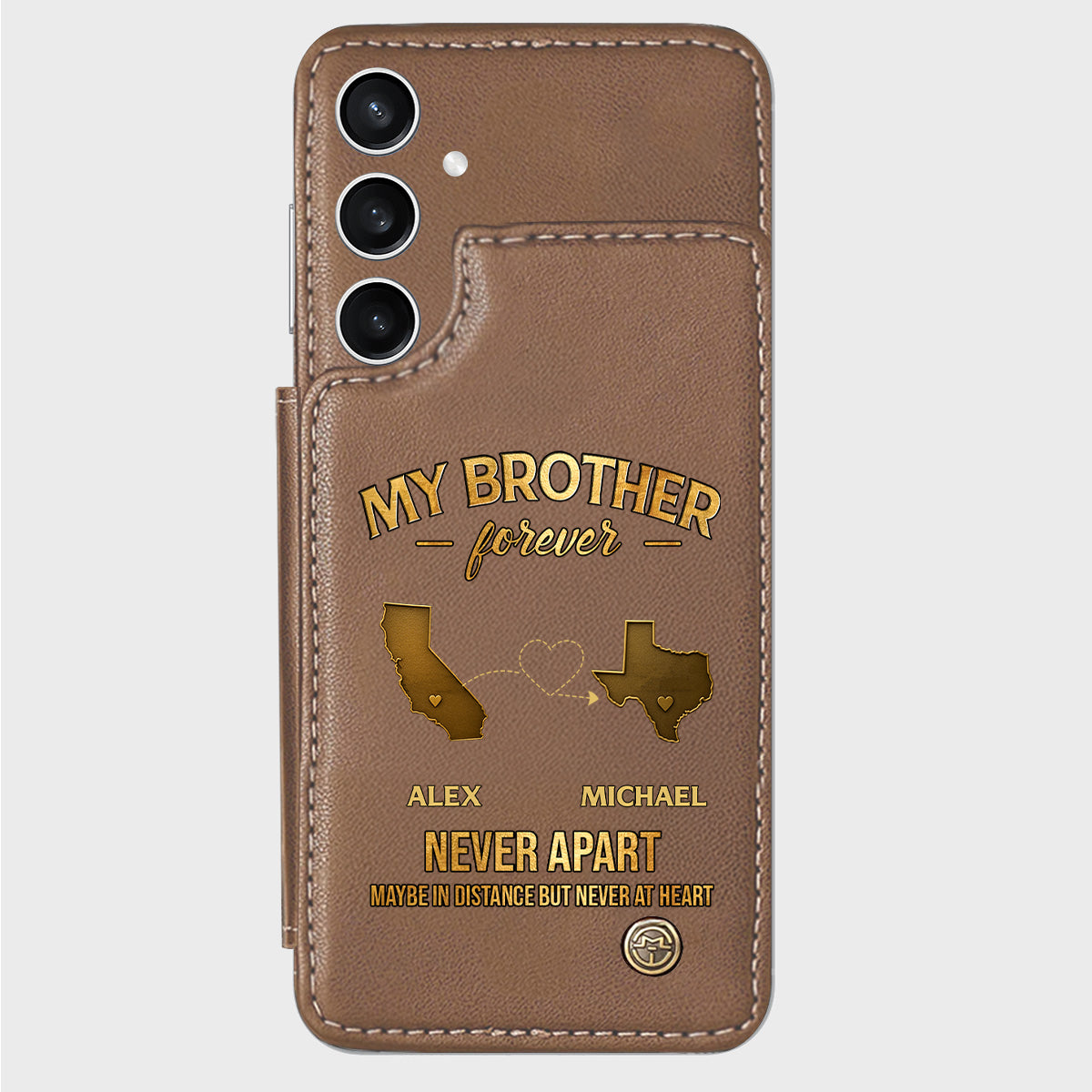 My Brother/ Sister/ Son... Forever, Never Apart Maby In Distance But Never At Heart - Personalized Sibling Wallet Phone Case