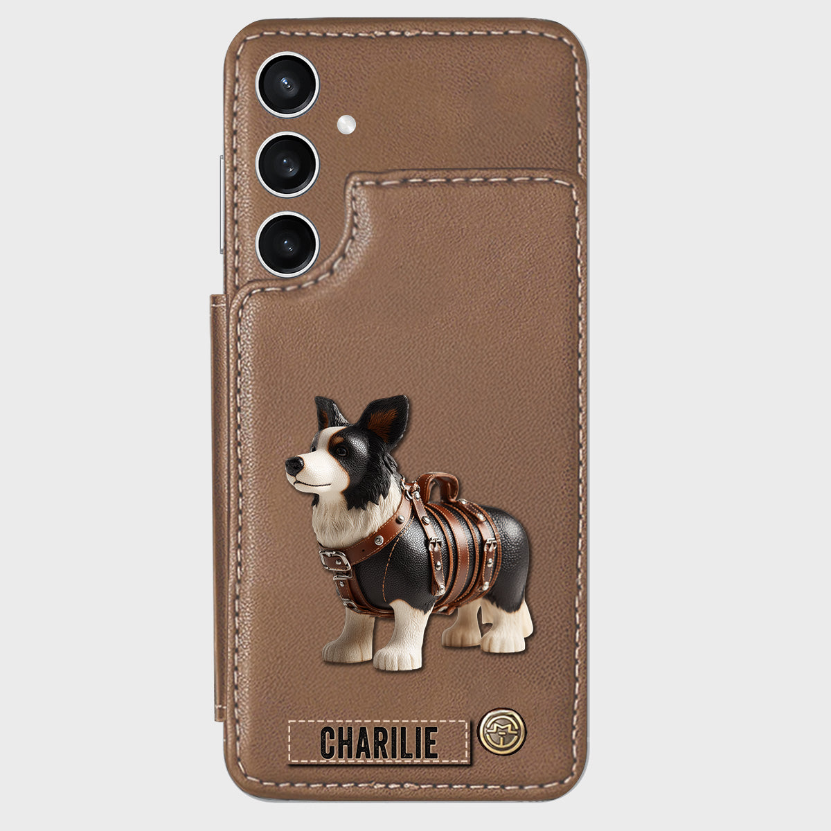 Niedliche Border Collie - Personalisierte Hunde-Geldbörsen-Handyhülle