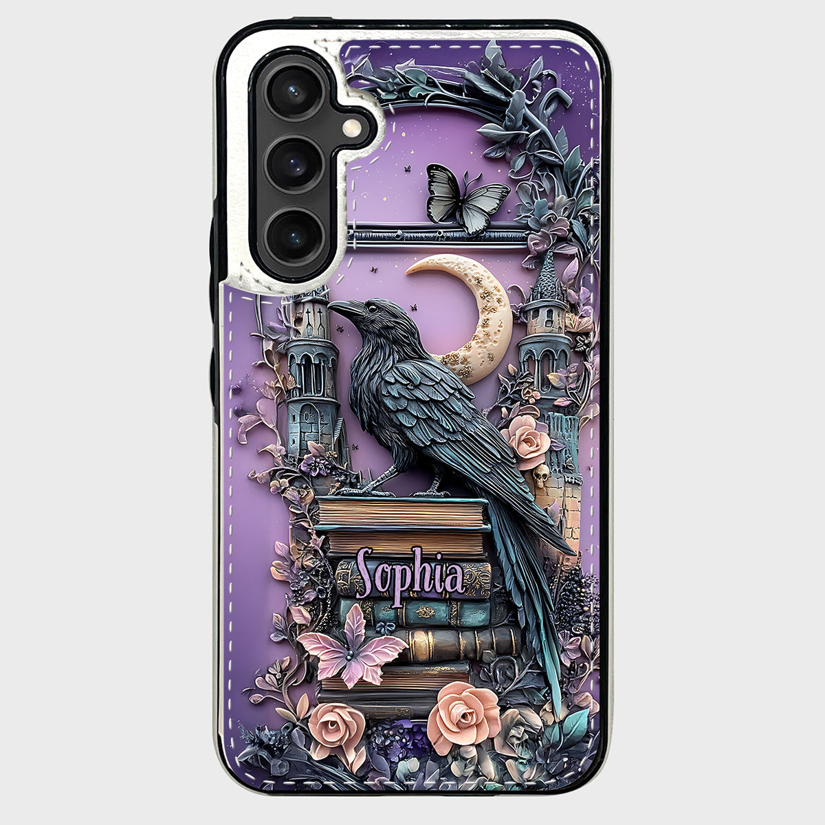 Étui portefeuille pliable personnalisé Dark Academia Book Reader - Étui de téléphone avec livre intégré