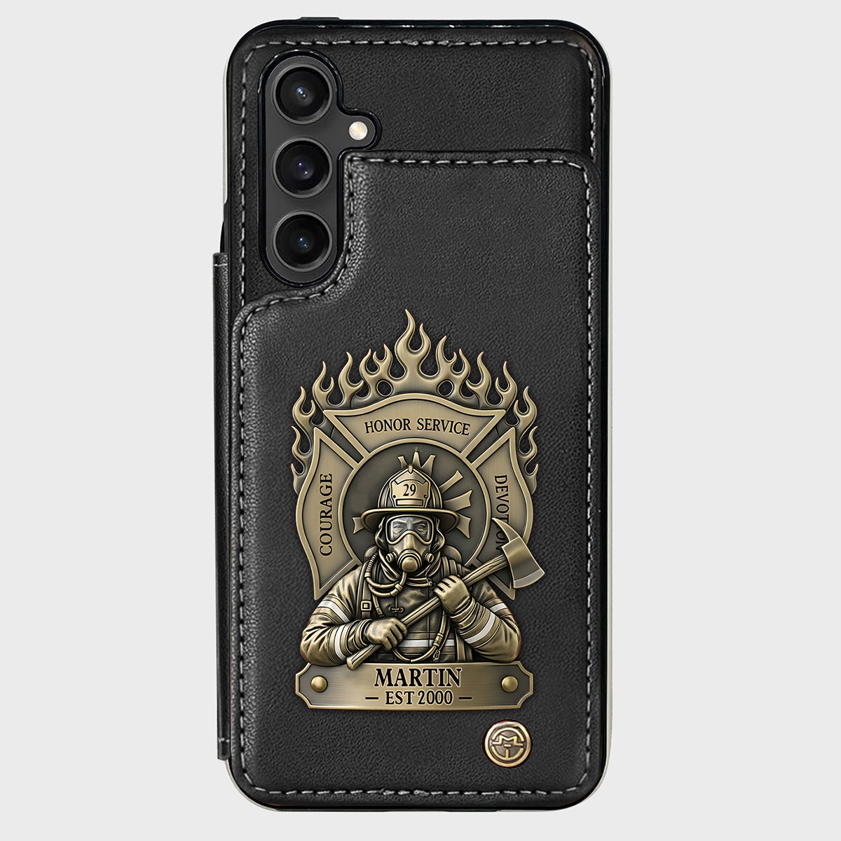 Fier pompier - Étui portefeuille personnalisé pour téléphone