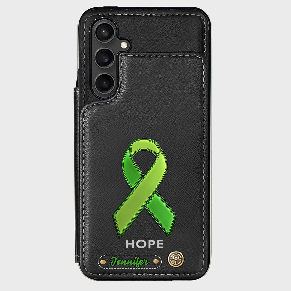 Espoir - Étui portefeuille personnalisé pour téléphone portable, symbole de sensibilisation à la santé mentale