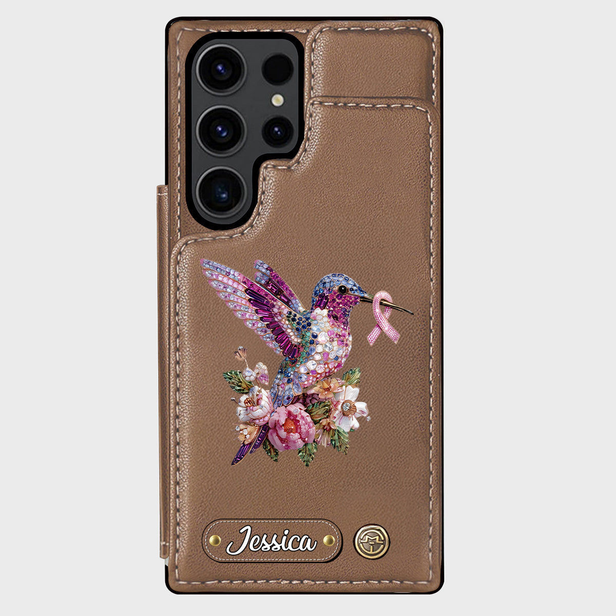 Breast Cancer Awareness Hummingbird - Personalized Breast Cancer Awareness Wallet Phone Case