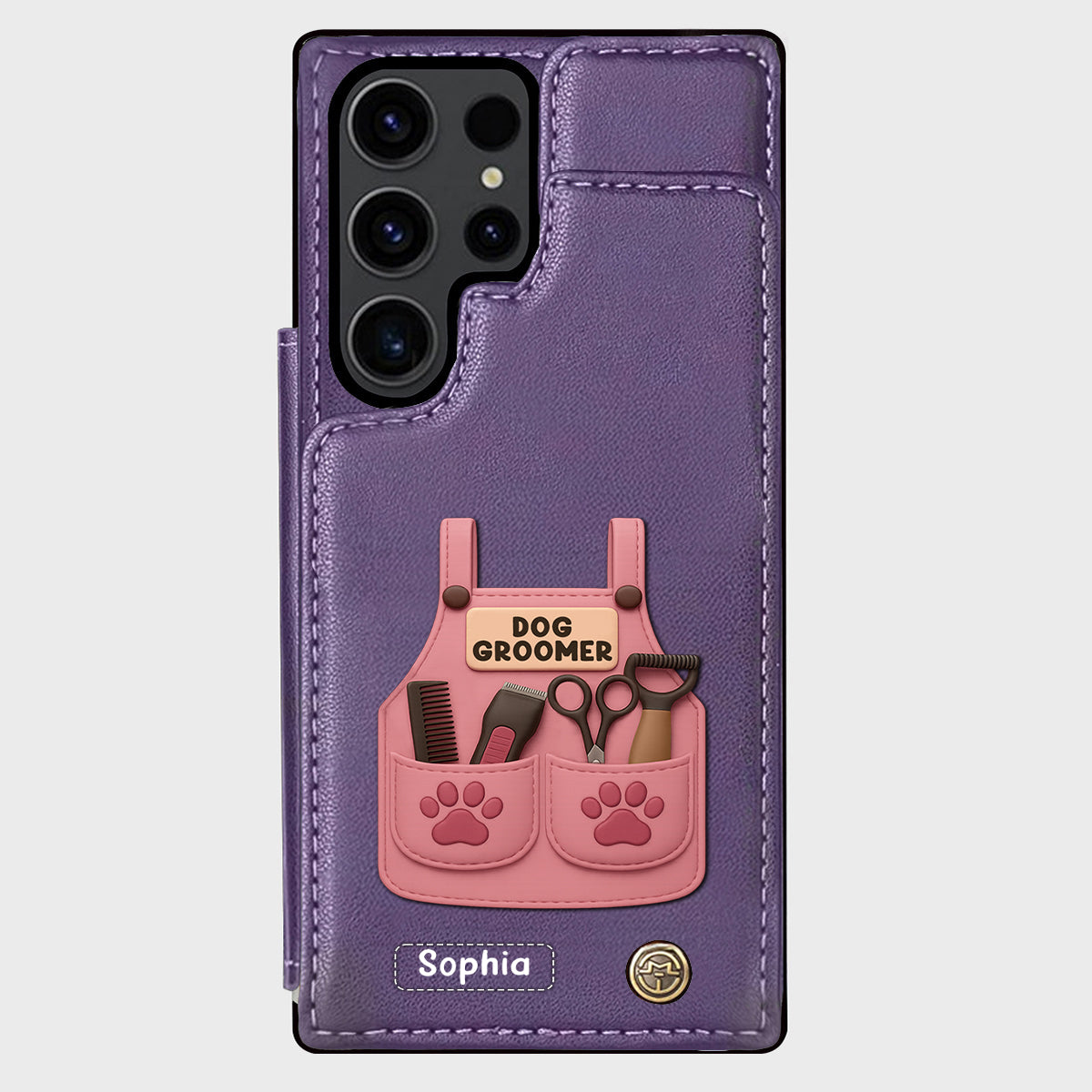 Dog Groomer Gift With Grooming Tools And Paw Prints - Personalized Dog Groomer Wallet Phone Case