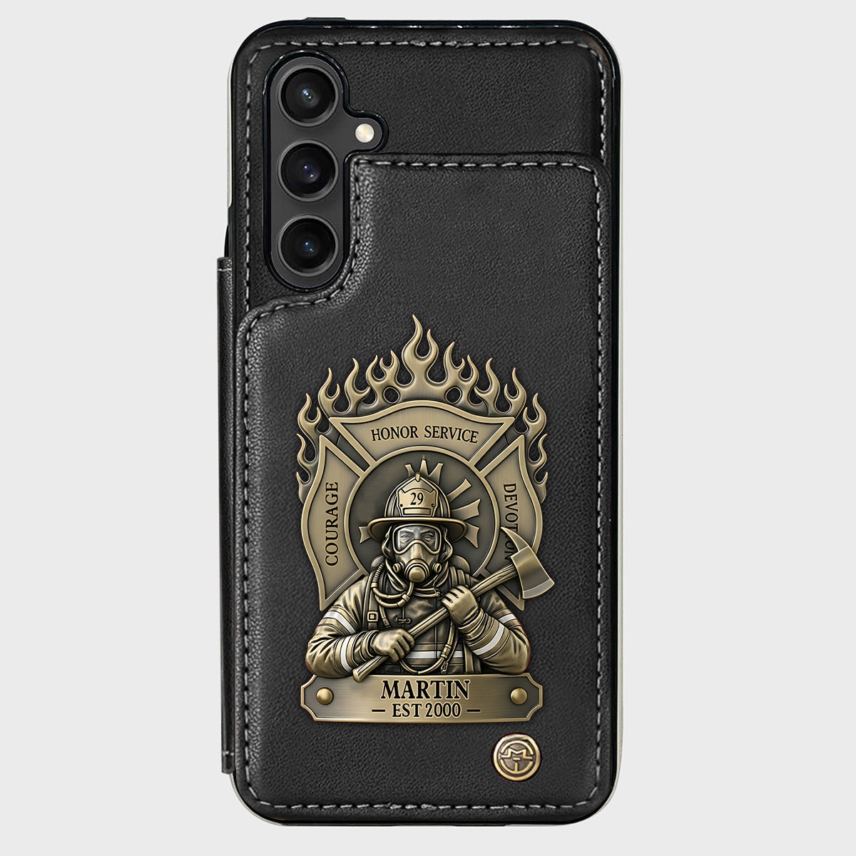 Fier pompier - Étui portefeuille personnalisé pour téléphone