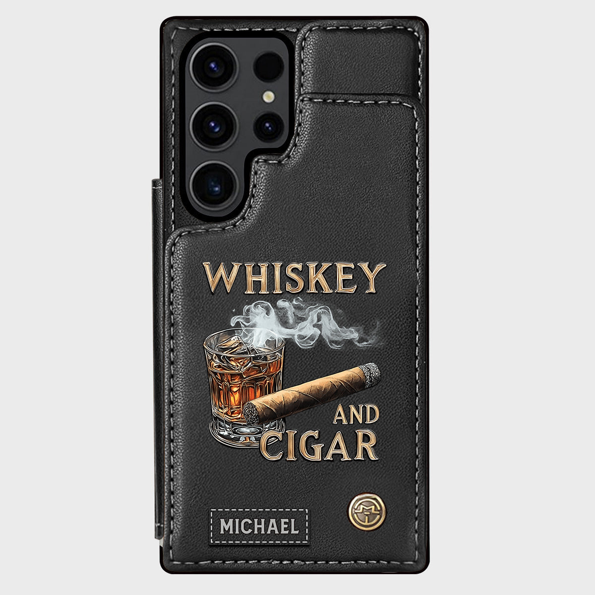 Whiskey And Cigar - Personalized Whisky Wallet Phone Case
