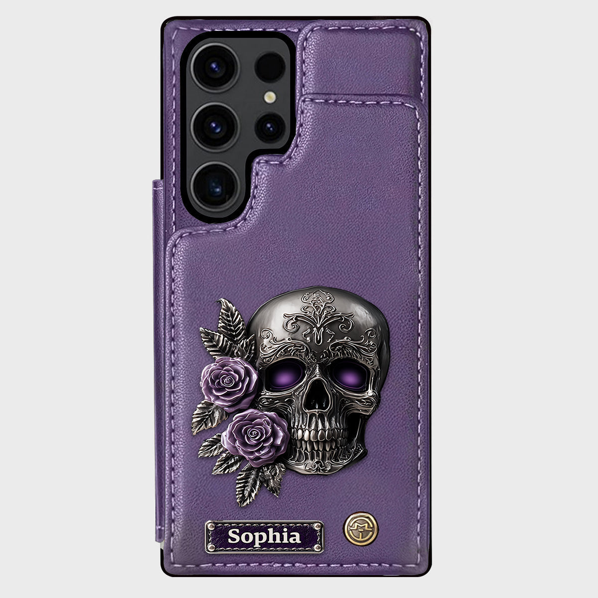 Skull And Roses - Personalized Skull Wallet Phone Case