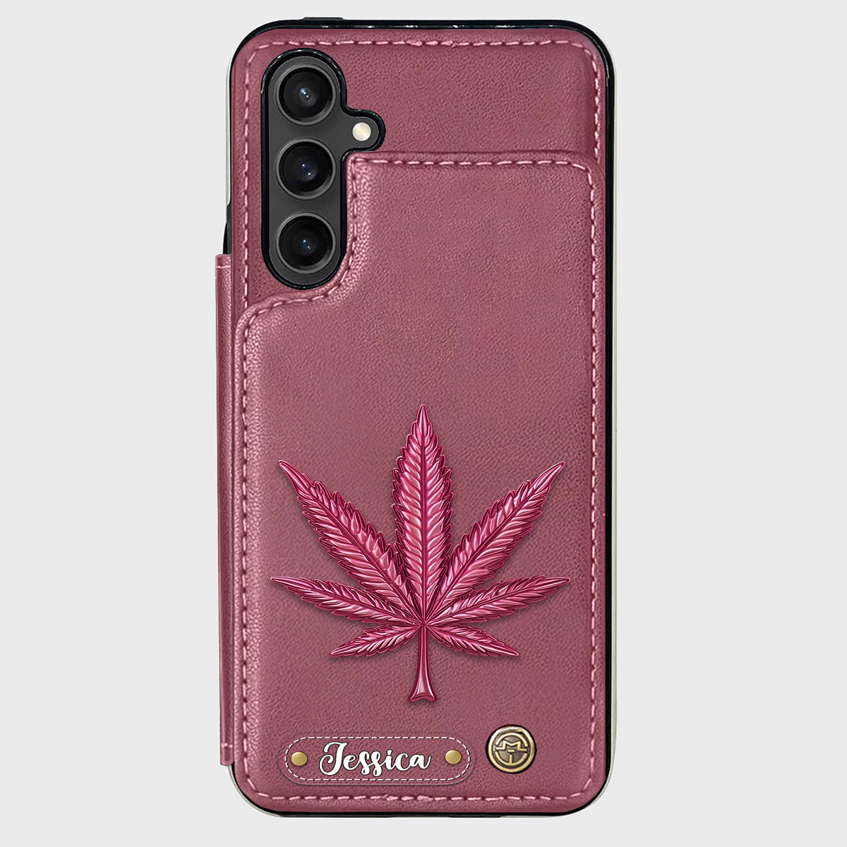 Bonne humeur - Étui portefeuille personnalisé pour téléphone avec motif cannabis