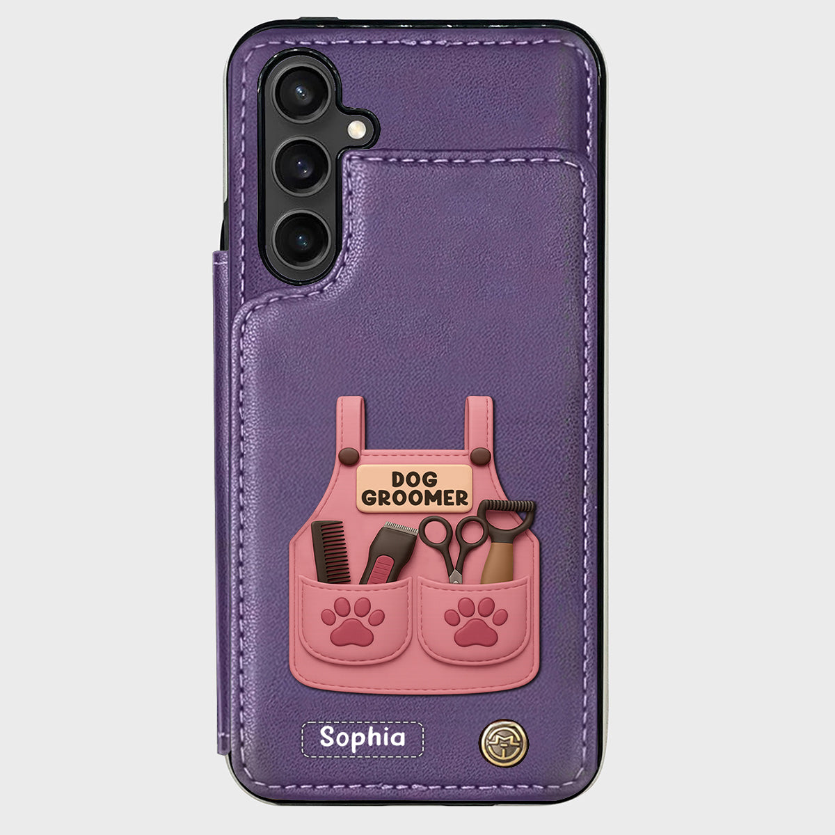 Dog Groomer Gift With Grooming Tools And Paw Prints - Personalized Dog Groomer Wallet Phone Case
