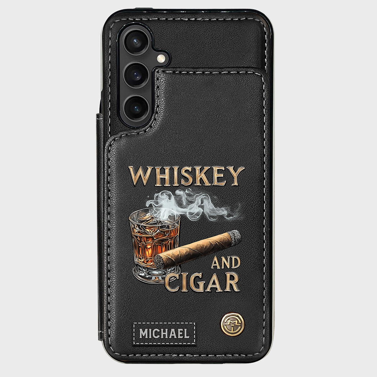 Whiskey And Cigar - Personalized Whisky Wallet Phone Case