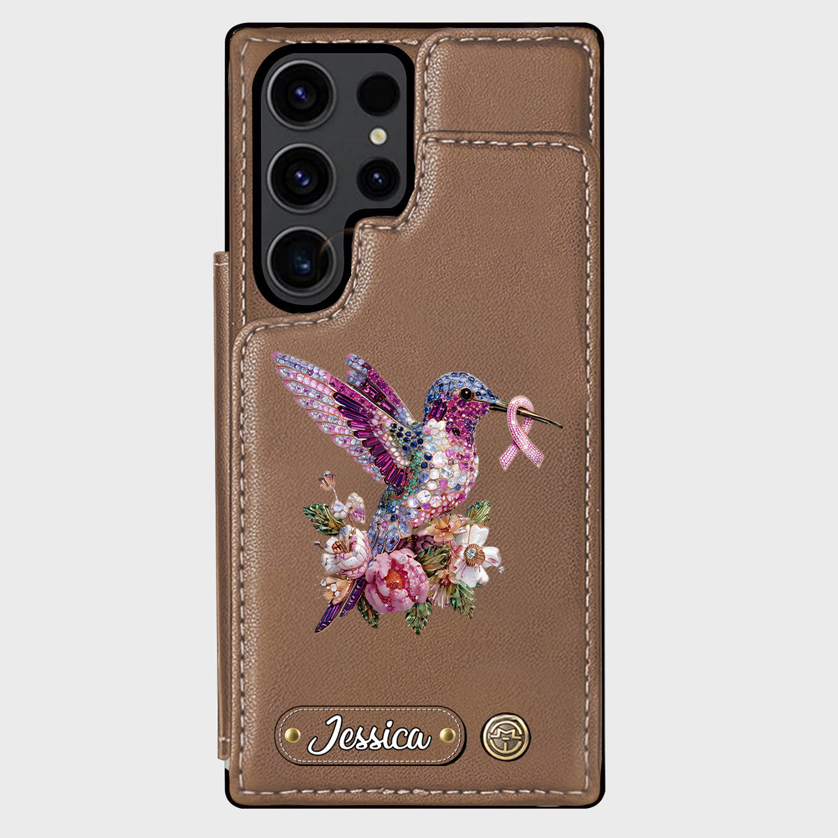 Breast Cancer Awareness Hummingbird - Personalized Breast Cancer Awareness Wallet Phone Case