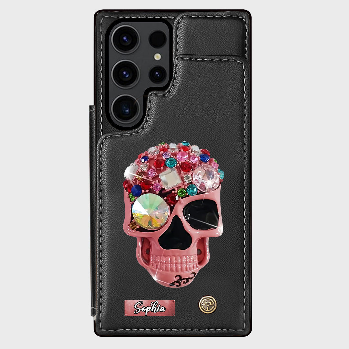 Shiny Skull - Personalized Skull Wallet Phone Case