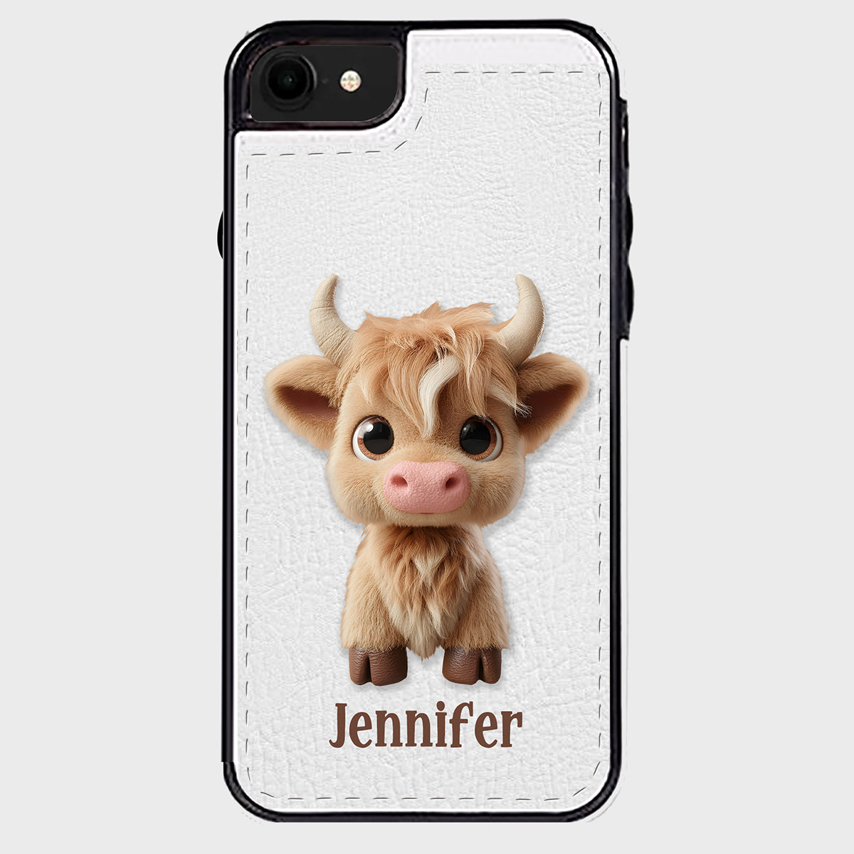 Étui portefeuille pliable personnalisé avec une adorable vache des Highlands