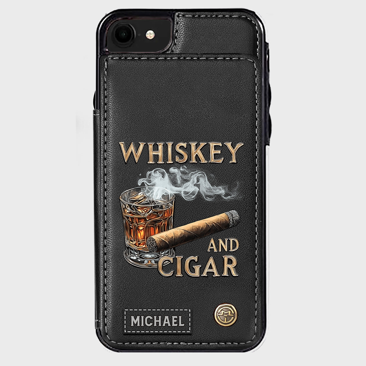 Whiskey And Cigar - Personalized Whisky Wallet Phone Case