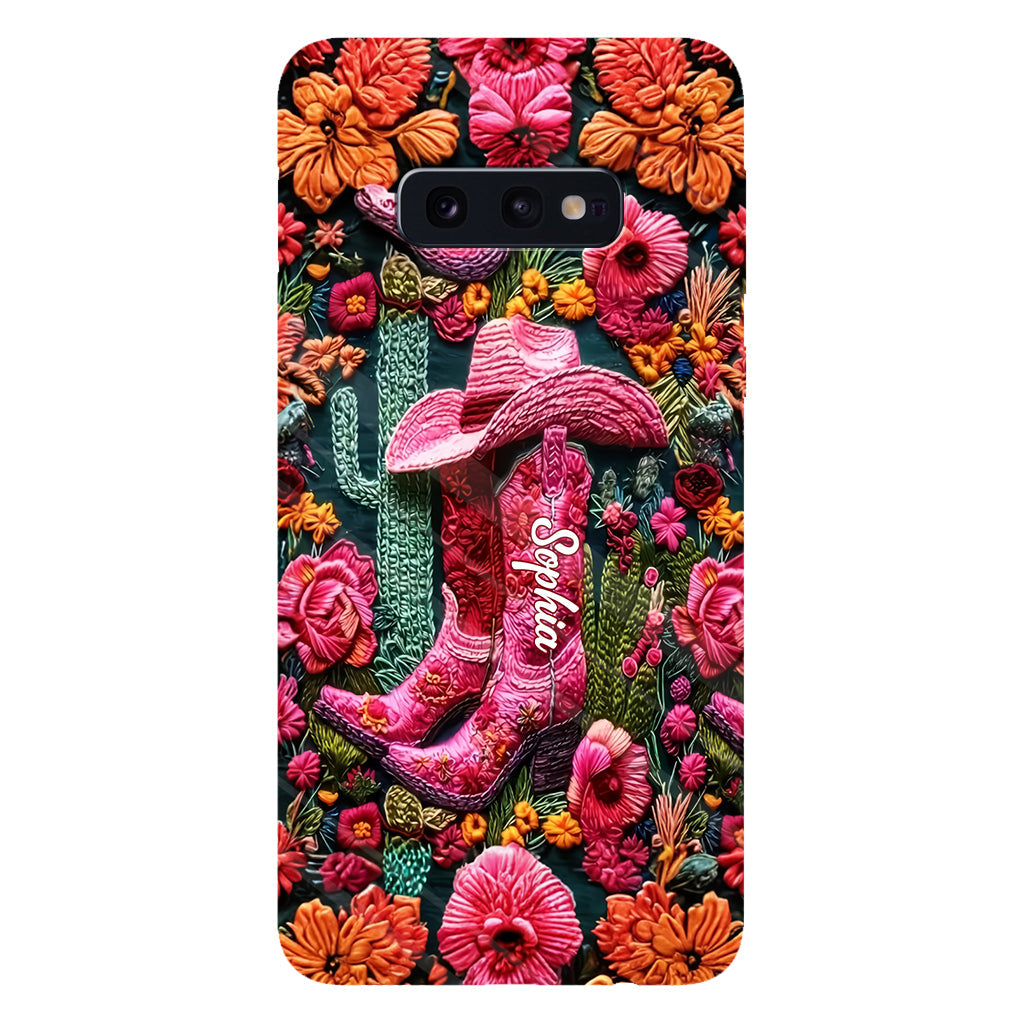 Coque de téléphone personnalisée « Cowgirl rose » avec imprimé intégral