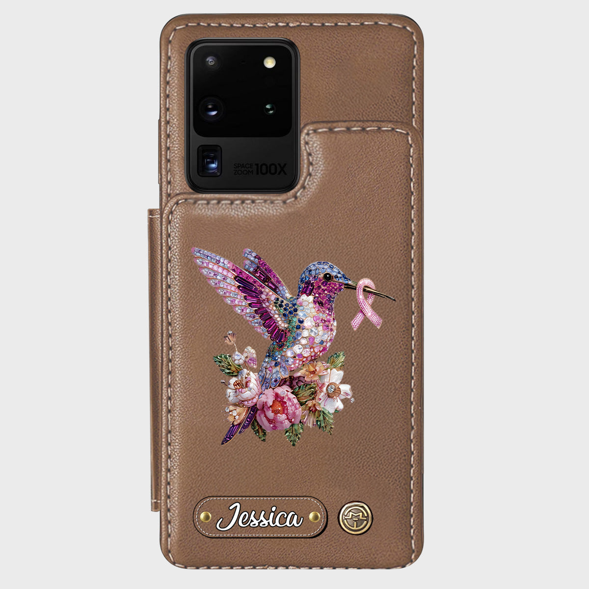 Breast Cancer Awareness Hummingbird - Personalized Breast Cancer Awareness Wallet Phone Case