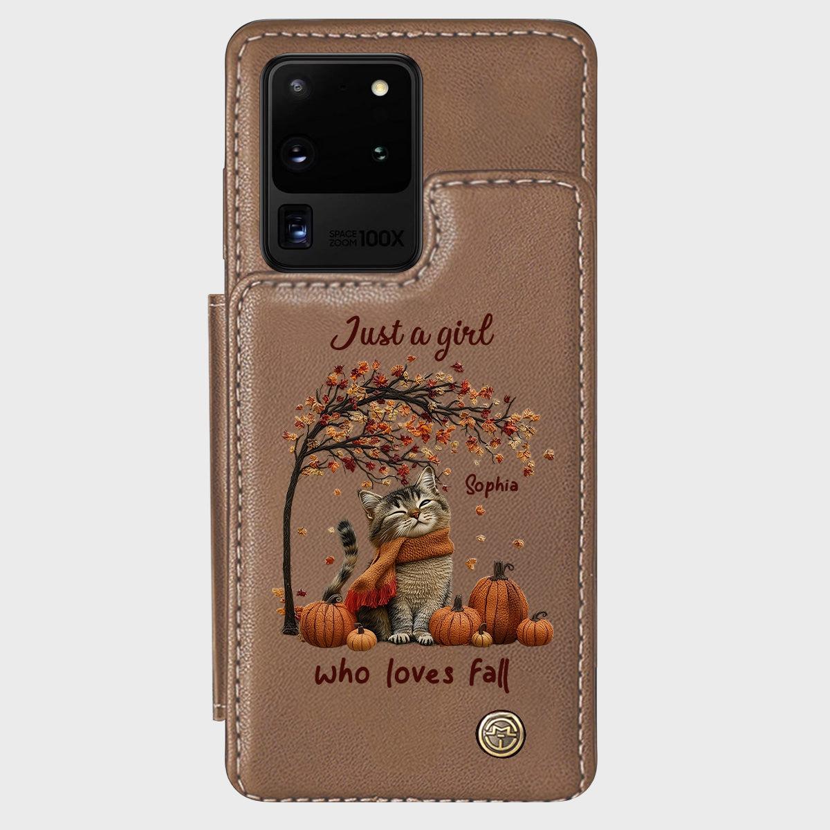 Just a Girl Who Loves Fall - Personalized Cat Wallet Phone Case