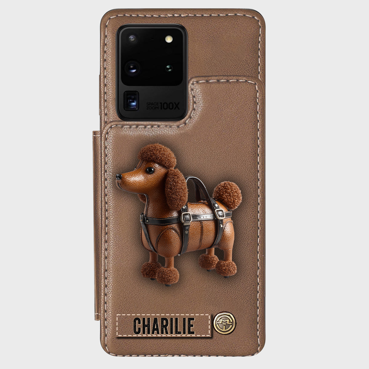 Étui portefeuille personnalisé pour téléphone avec un adorable caniche - Étui pour téléphone à motif chien