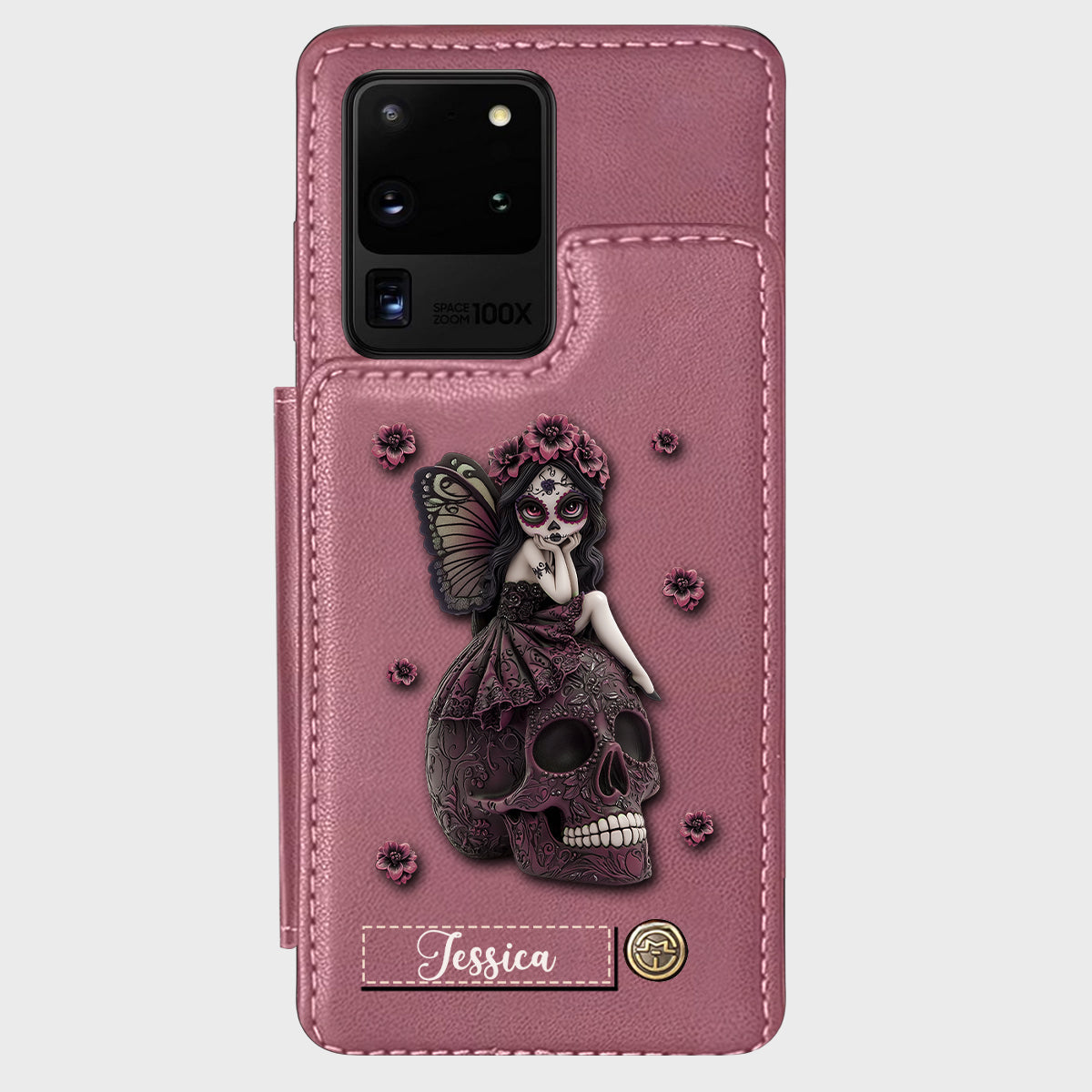 Beautiful Gothic Fairy Girl - Personalized Skull Wallet Phone Case