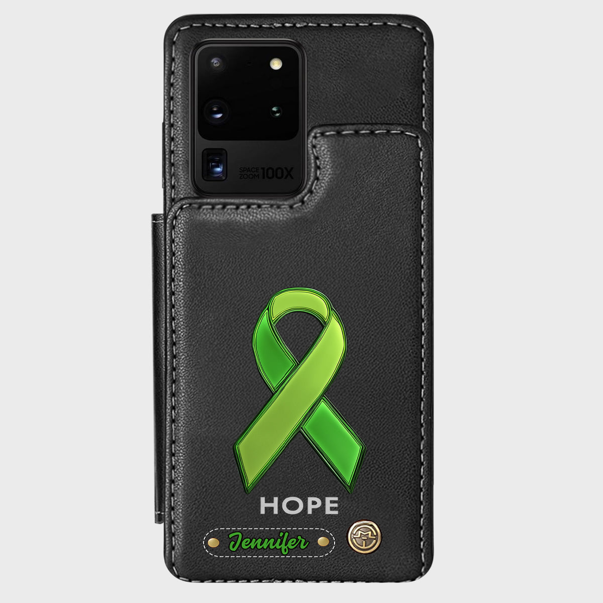 Espoir - Étui portefeuille personnalisé pour téléphone portable, symbole de sensibilisation à la santé mentale