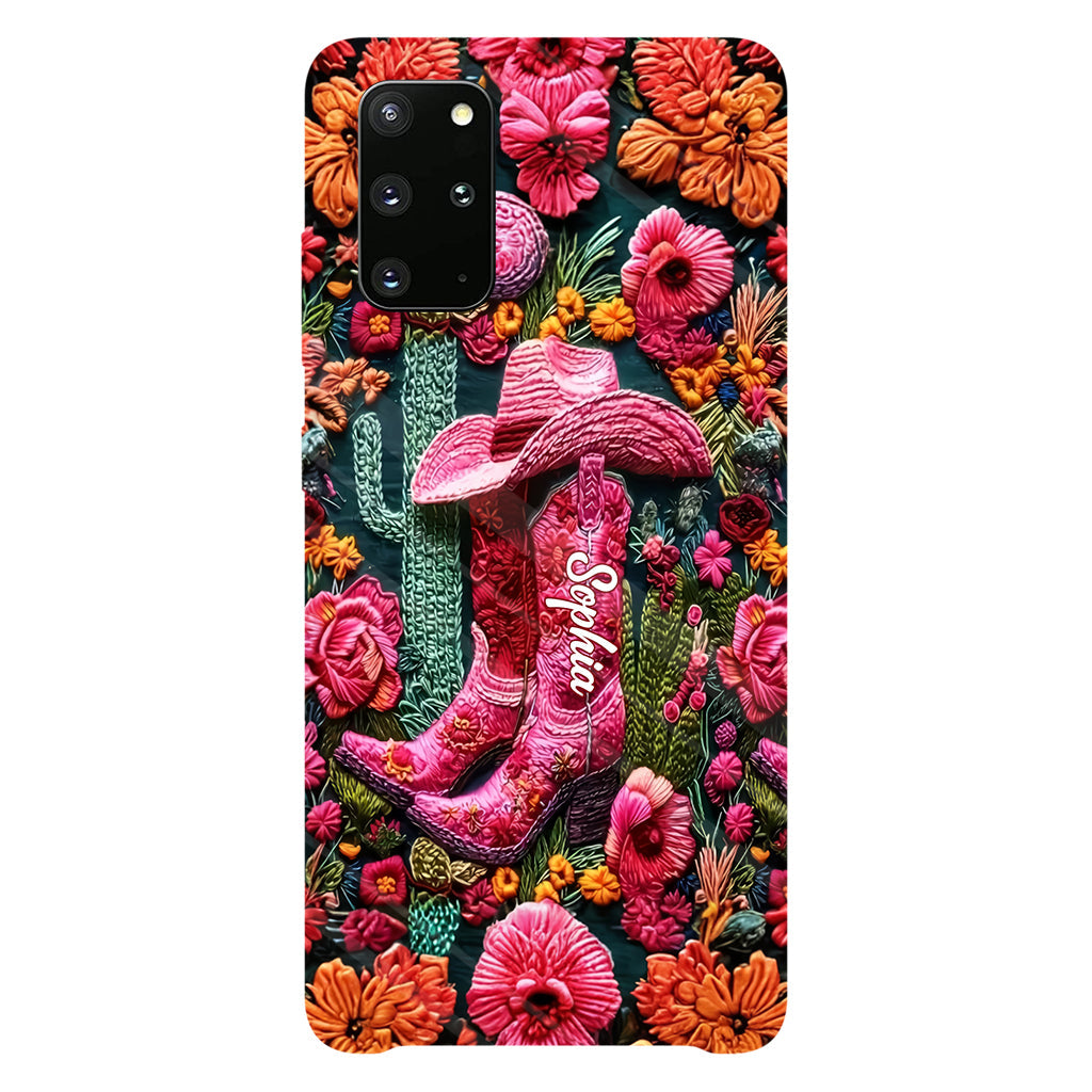 Coque de téléphone personnalisée « Cowgirl rose » avec imprimé intégral
