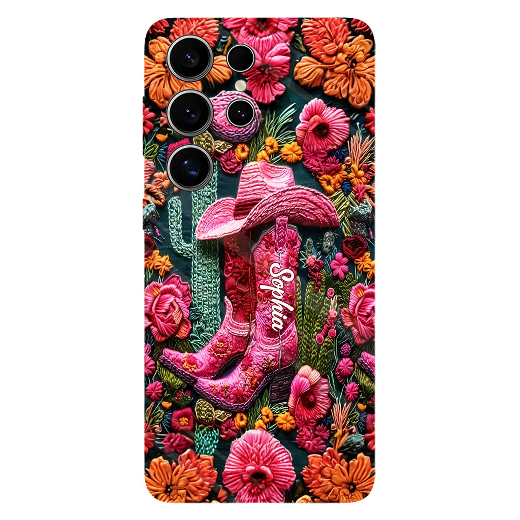 Coque de téléphone personnalisée « Cowgirl rose » avec imprimé intégral