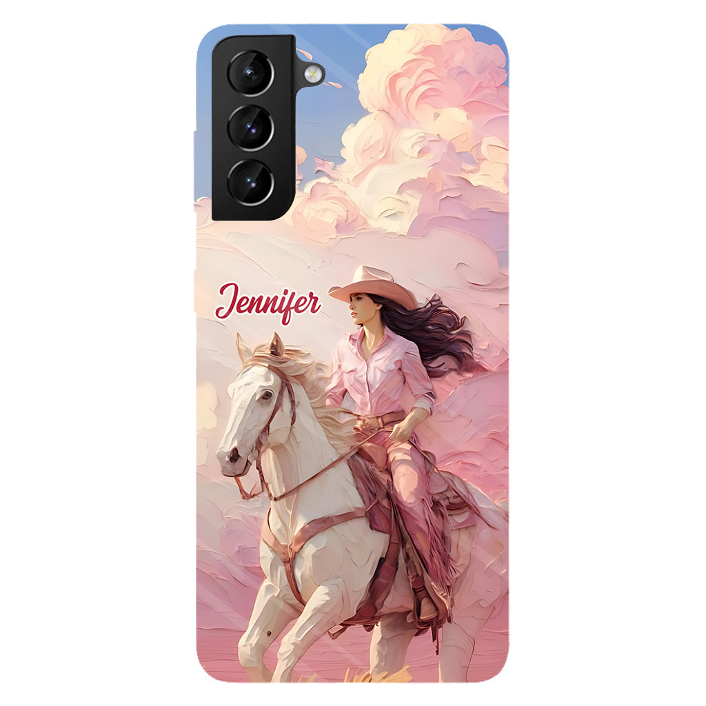Coque de téléphone personnalisée avec imprimé intégral « Cowgirl rose »