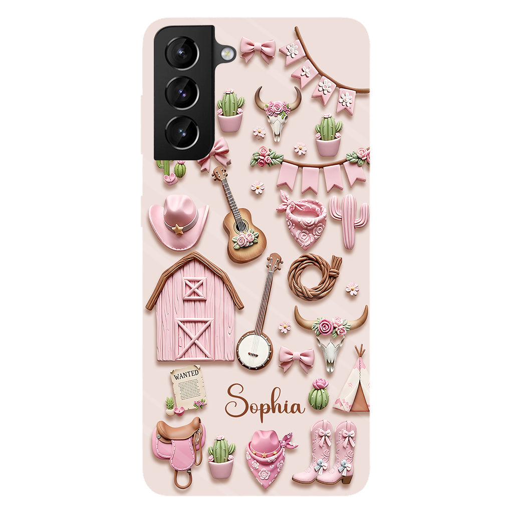 Coque de téléphone personnalisée avec imprimé intégral « Cowgirl rose »