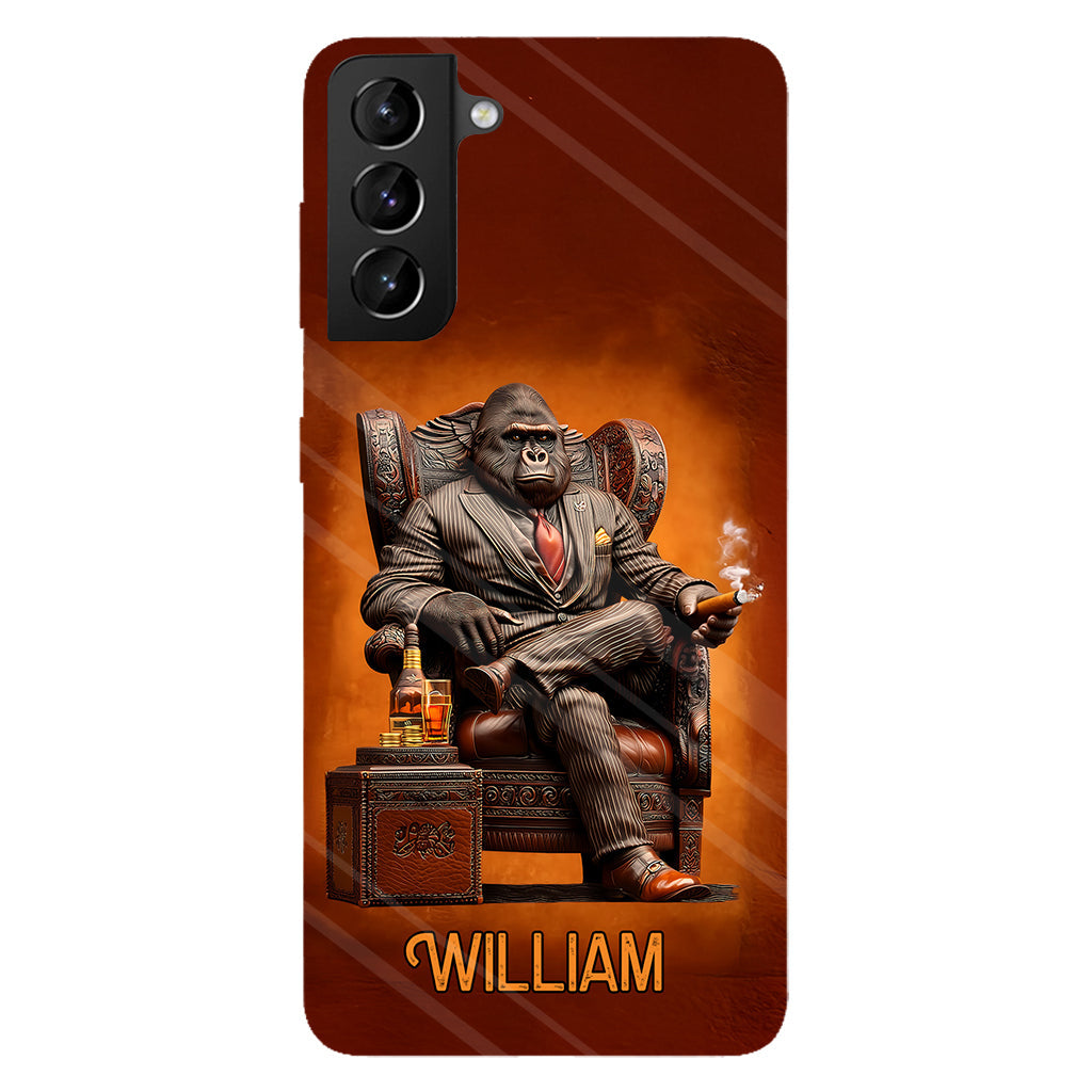 Whiskey & Cigar Gorilla - Coque de téléphone personnalisée avec impression intégrale sur le thème du whisky