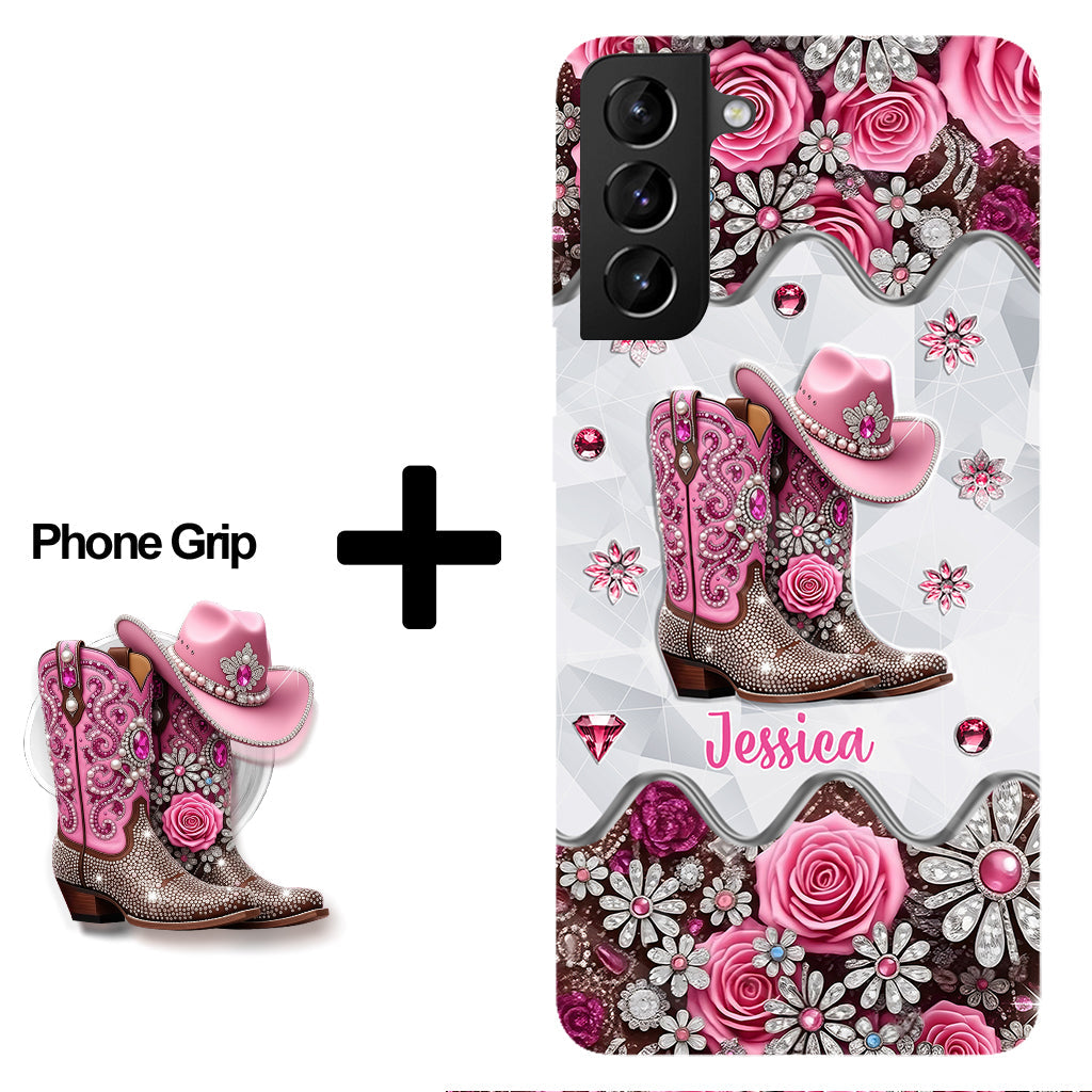 Bottes de cowgirl - Coque de téléphone personnalisée avec imprimé intégral cowgirl et support pour téléphone