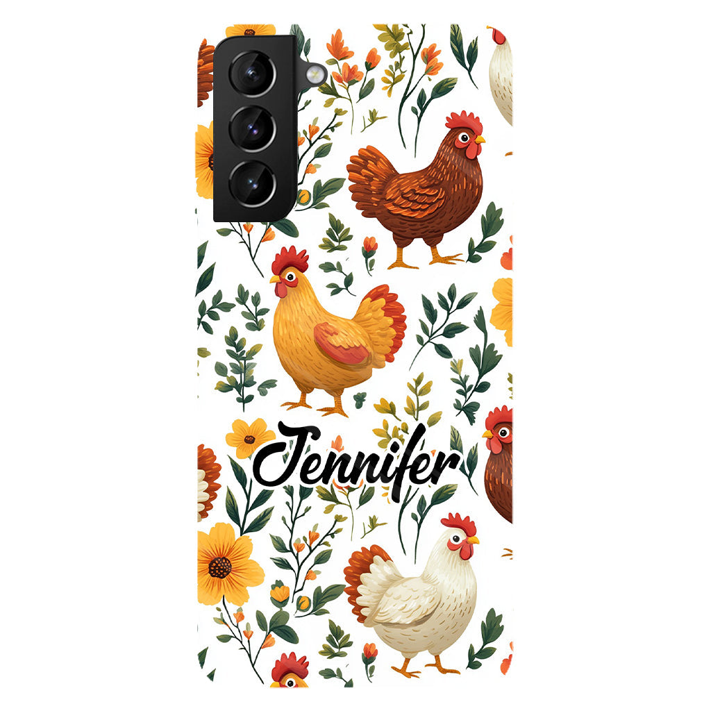 Cute Floral Chickens - Personalized Chicken Full Print Phone Case