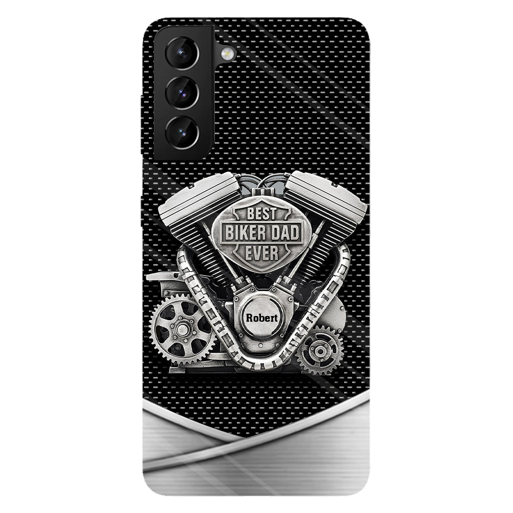Meilleur papa du monde - Coque de téléphone personnalisée avec motif motard