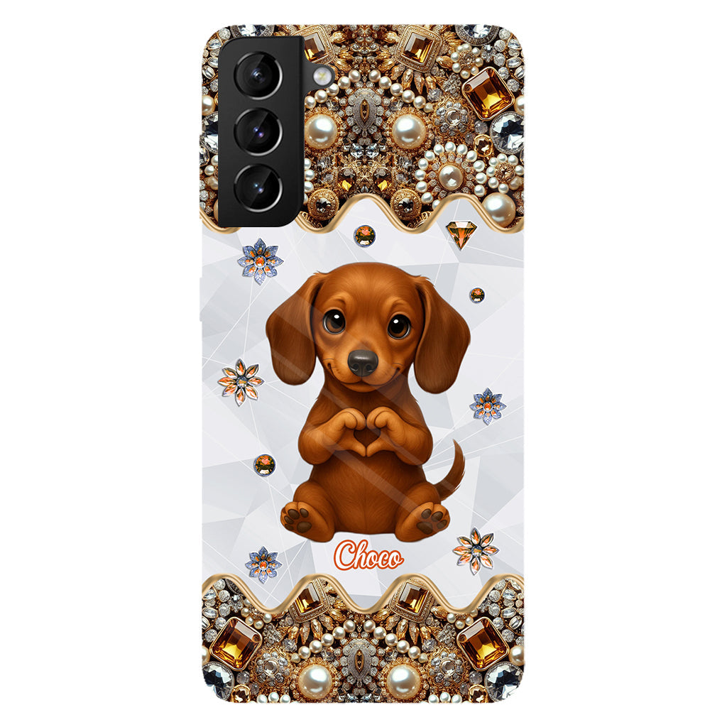 Coque de téléphone personnalisée avec motif de chiot/chat faisant des cœurs avec ses mains