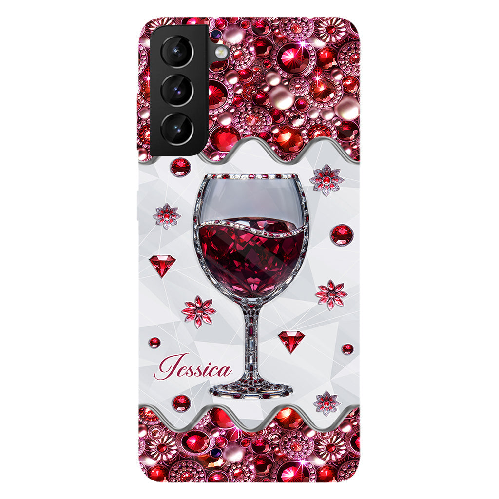 Une fille qui aime le vin - Coque de téléphone personnalisée avec impression intégrale sur le thème du vin