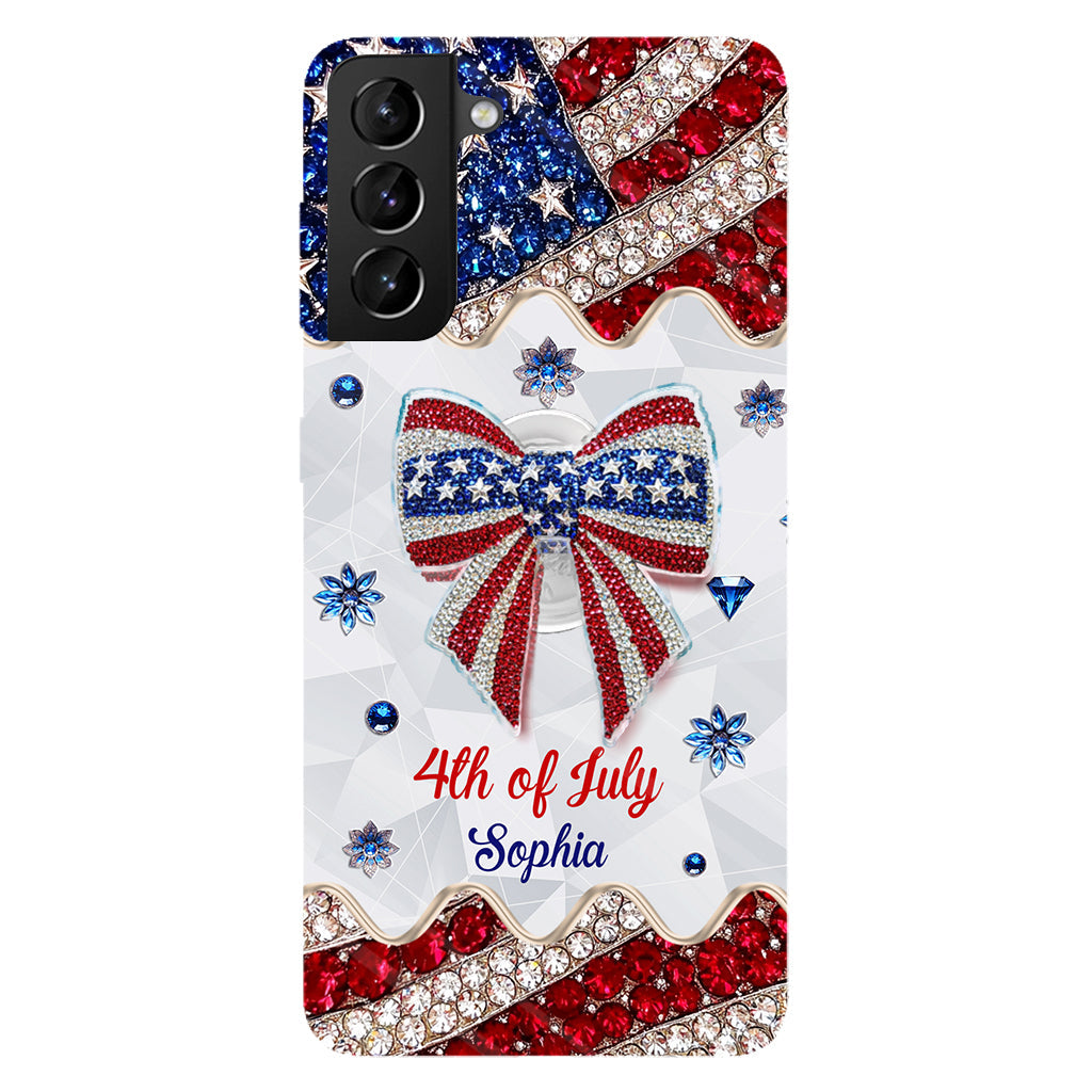 Fête de l'Indépendance - Coque de téléphone et support personnalisés avec impression intégrale pour la fête nationale américaine (4 juillet).