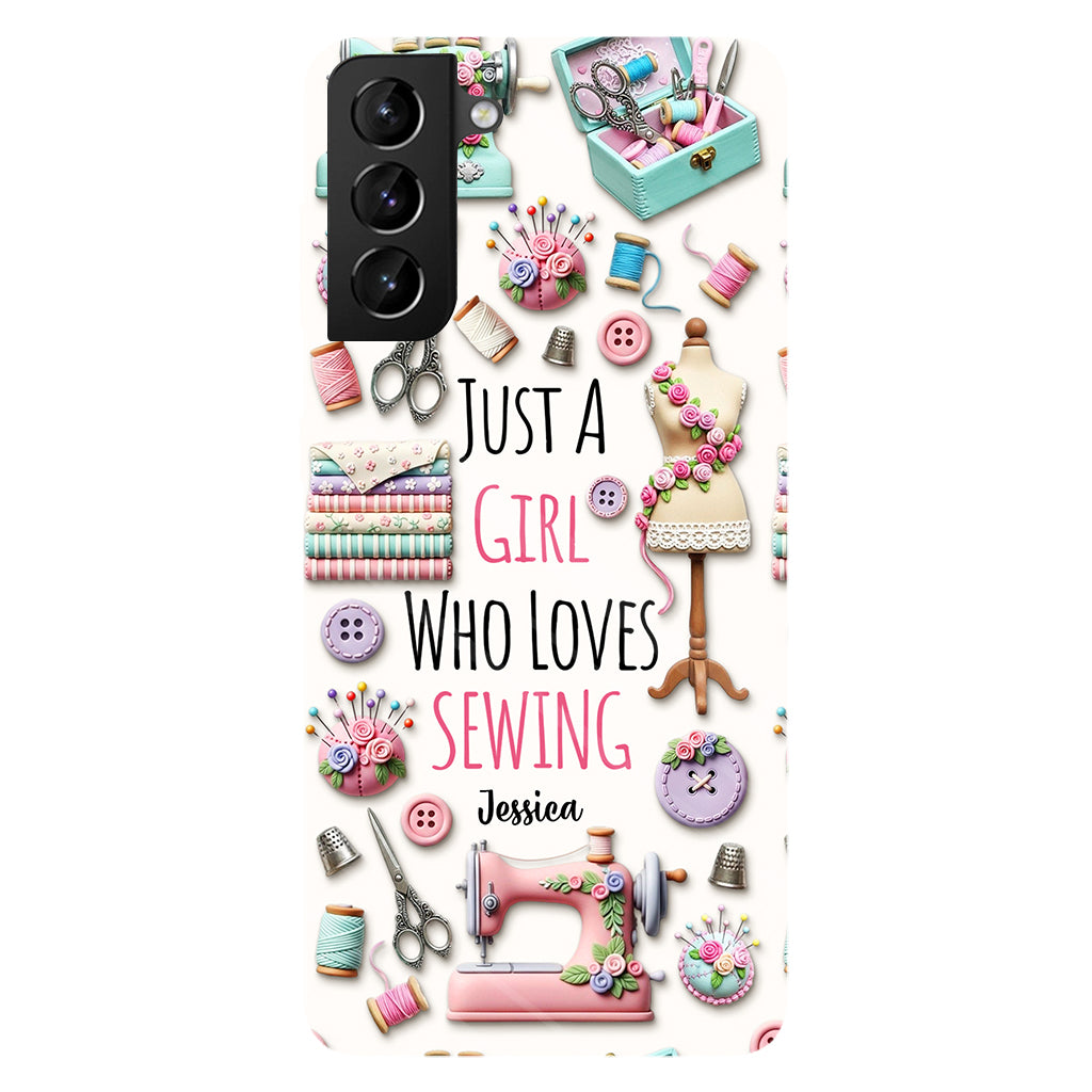 Coque de téléphone personnalisée « Juste une fille qui aime coudre » avec impression intégrale
