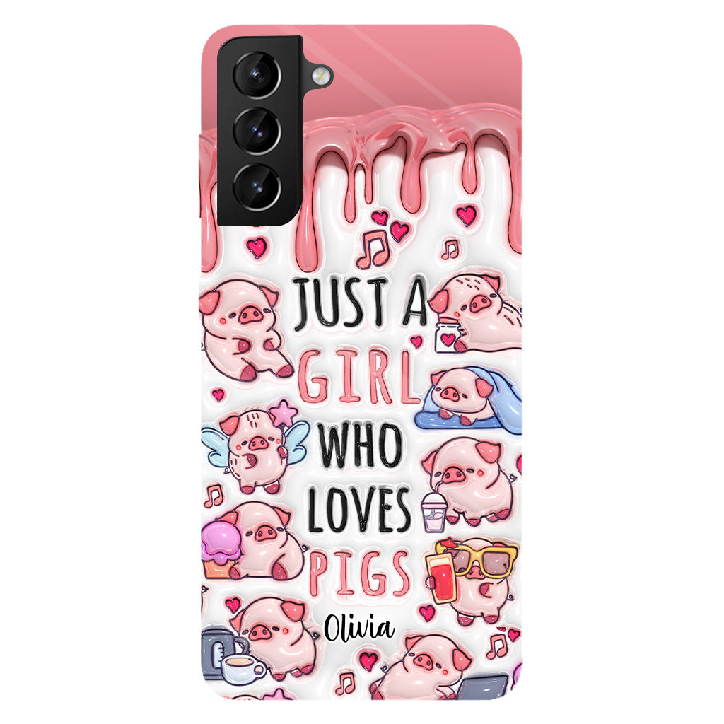 Juste une fille qui aime les cochons - Coque de téléphone personnalisée avec impression intégrale pour les amoureux des cochons