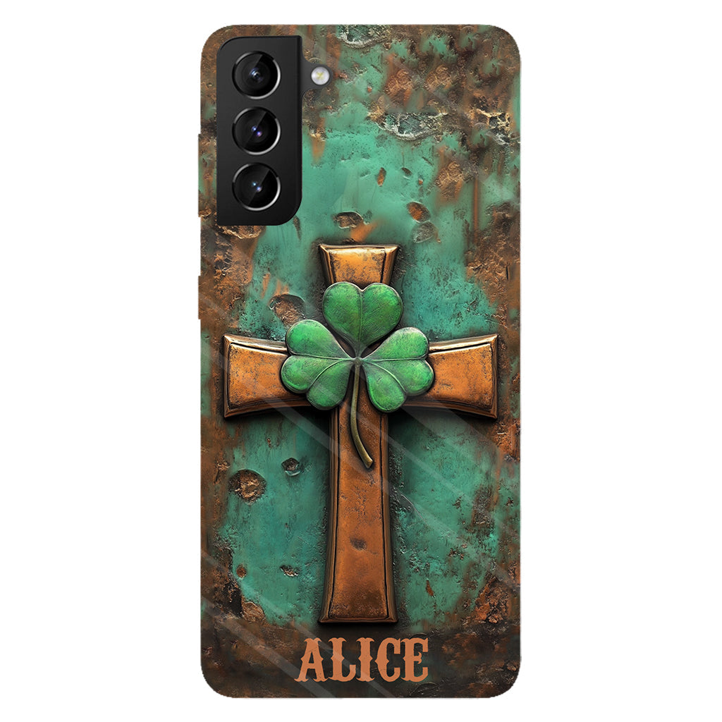 Coque de téléphone vintage avec croix irlandaise et impression intégrale personnalisée pour la Saint-Patrick