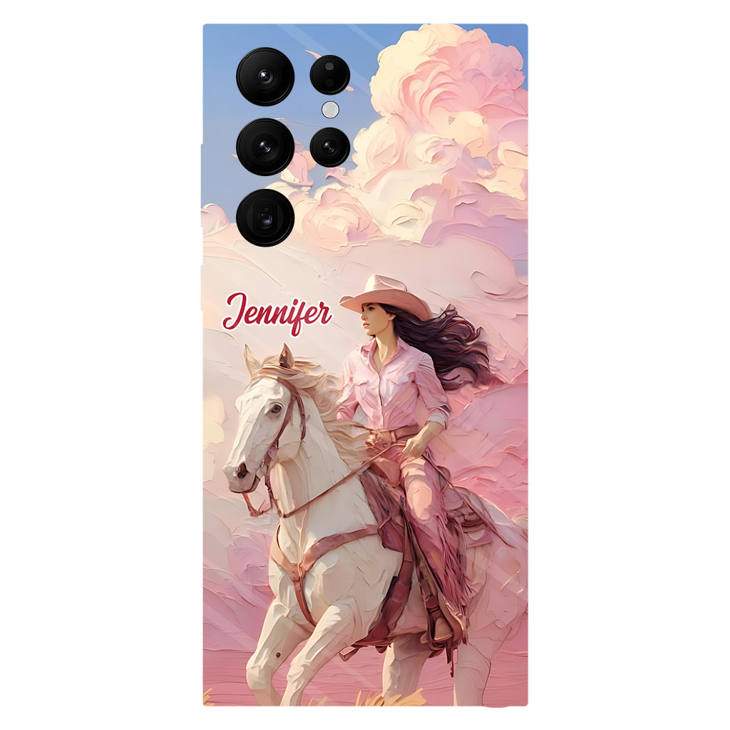 Coque de téléphone personnalisée avec imprimé intégral « Cowgirl rose »