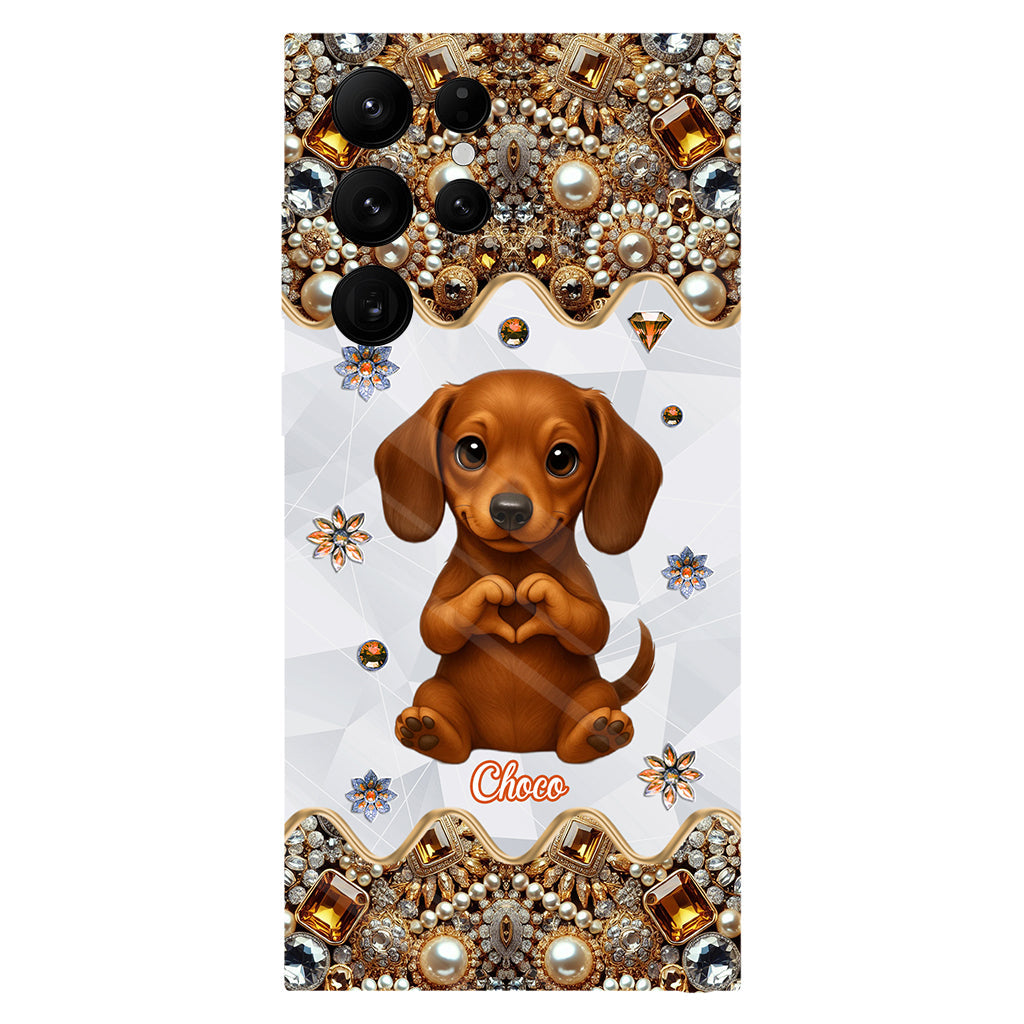 Coque de téléphone personnalisée avec motif de chiot/chat faisant des cœurs avec ses mains