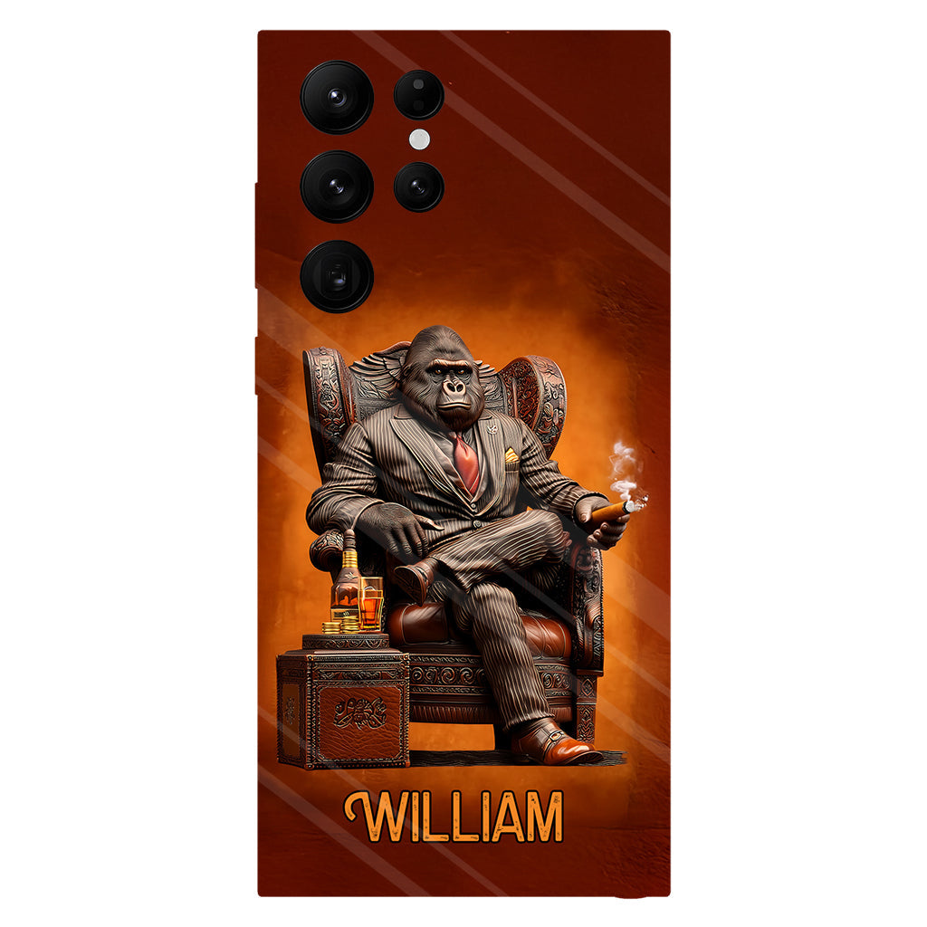 Whiskey & Cigar Gorilla - Coque de téléphone personnalisée avec impression intégrale sur le thème du whisky