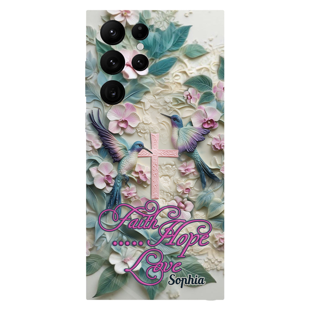 Glaube, Hoffnung, Liebe – Personalisierte Handyhülle mit Kolibri-Vollbild