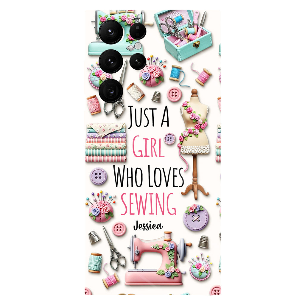 Coque de téléphone personnalisée « Juste une fille qui aime coudre » avec impression intégrale