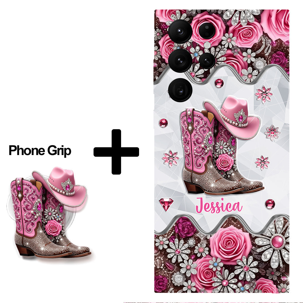 Bottes de cowgirl - Coque de téléphone personnalisée avec imprimé intégral cowgirl et support pour téléphone