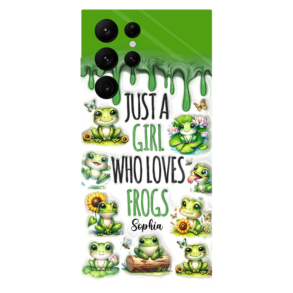 Einfach ein Mädchen, das Frösche liebt – Personalisierte Handyhülle mit Frosch-Vollbilddruck