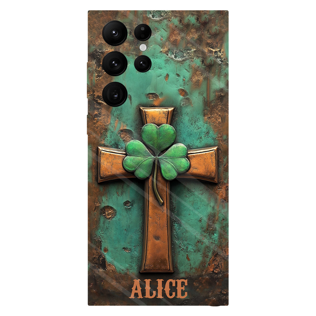 Coque de téléphone vintage avec croix irlandaise et impression intégrale personnalisée pour la Saint-Patrick