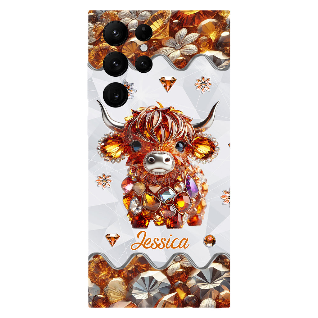 Coque de téléphone personnalisée avec impression intégrale « Juste une fille qui aime les vaches des Highlands »