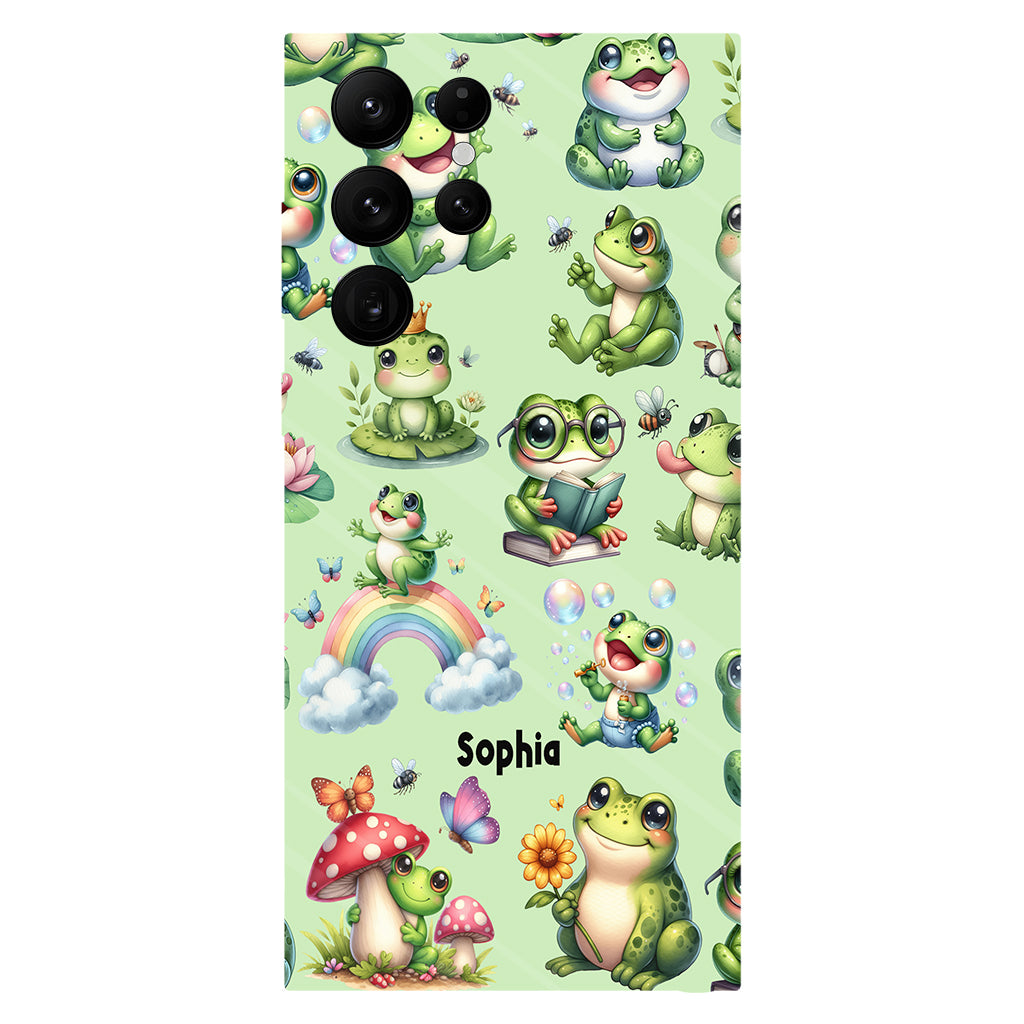 Einfach ein Mädchen, das Frösche liebt – Personalisierte Handyhülle mit Frosch-Vollbilddruck