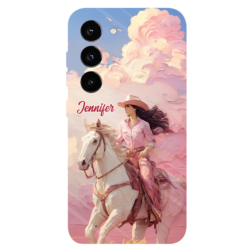 Coque de téléphone personnalisée avec imprimé intégral « Cowgirl rose »