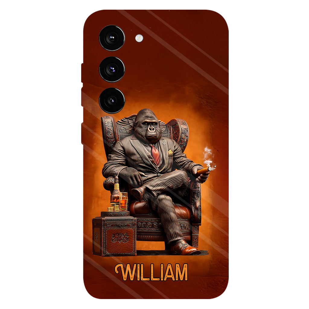 Whiskey & Cigar Gorilla - Coque de téléphone personnalisée avec impression intégrale sur le thème du whisky